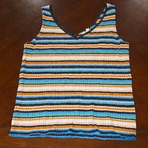 (J57) Nine West Multicolor Striped Knit Top Sz L